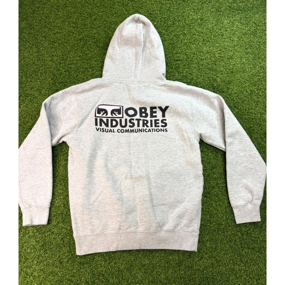 Obey Light Gray Hoodie with Black Back Logo